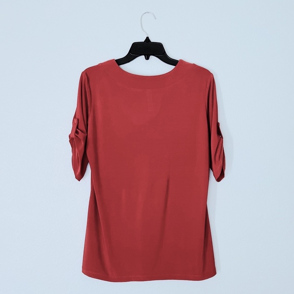 PerSeption Concept Rust Orange V Neck Blouse - Picture 2 of 4